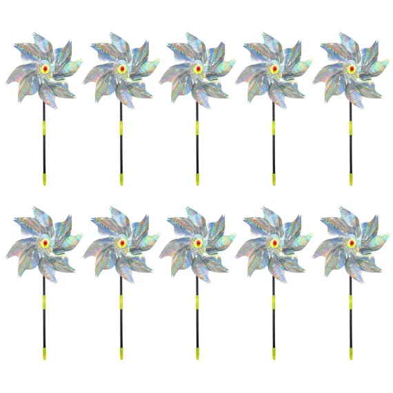 10-Piece Bird-Repelling Reflective Windmill Set for Outdoor Areas