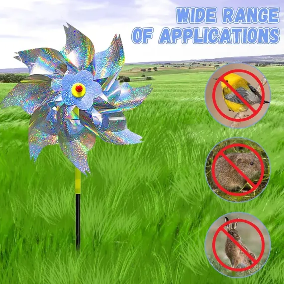 10-Piece Bird-Repelling Reflective Windmill Set for Outdoor Areas