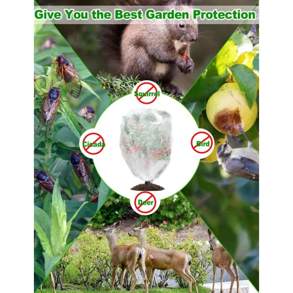 4-Pack Bird Netting Pest Barrier with Drawstring, 4.9ft x 3.3ft / 3.3ft x 2.7ft