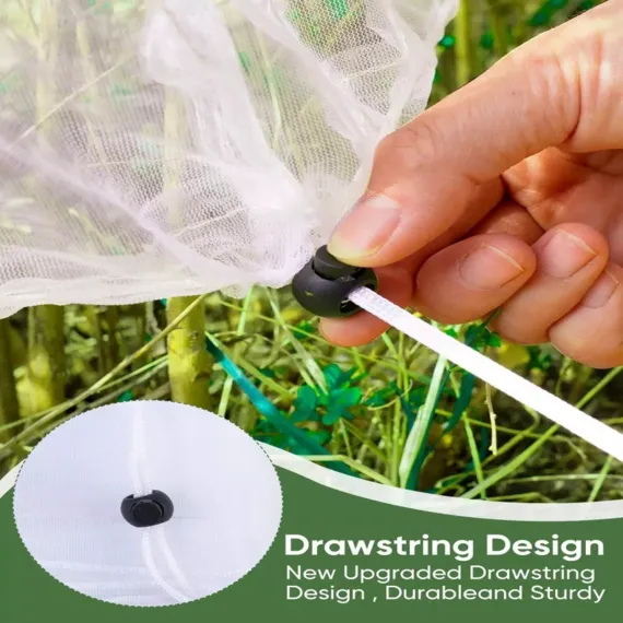 Garden Mesh Netting Plant Cover with Drawstring, 19.7 x 29.5in, 63 x 90.6in, 2 Pack