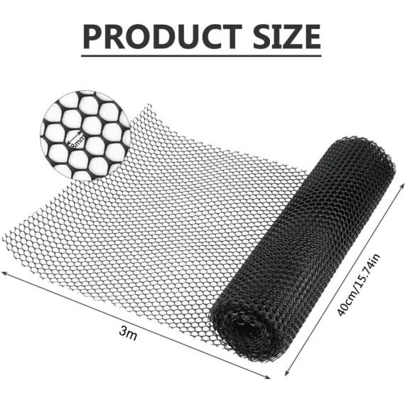 Plastic Fencing Net 40 cm x 3 m, Black, 20 Fixed Straps