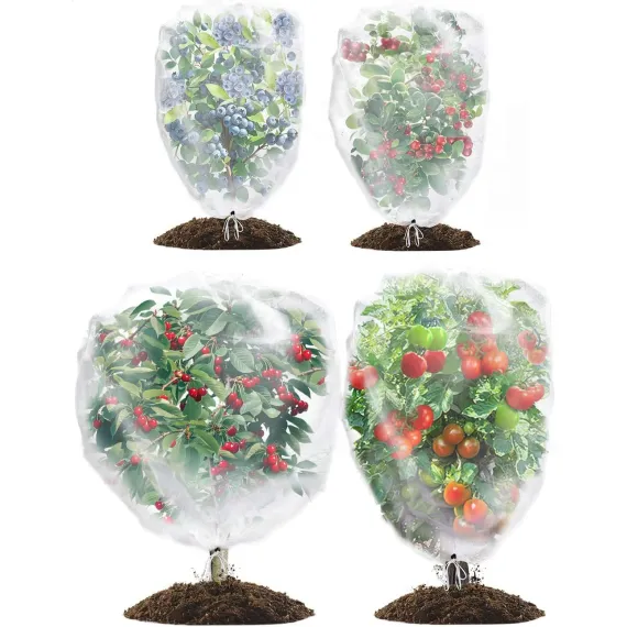 4-Pack Bird Netting Pest Barrier with Drawstring, 4.9ft x 3.3ft / 3.3ft x 2.7ft
