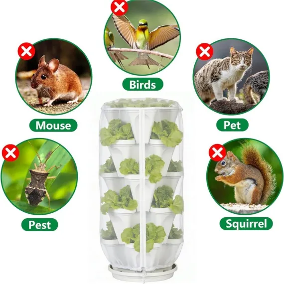 2-Pack Bird Netting Plant Covers, 39 x 20in, Zipper & Drawstring, White
