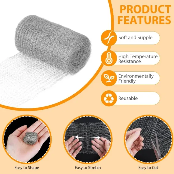 Stainless Steel Fine Mesh 9m x 12.7cm Silver Garden Pest Netting