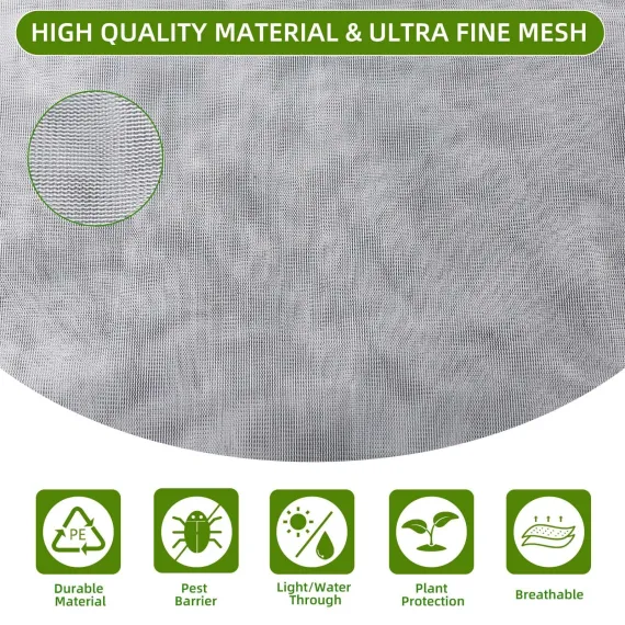 4-Pack Garden Mesh Netting Plant Covers, 1 x 1m, Insect & Bird Barrier, Drawstring