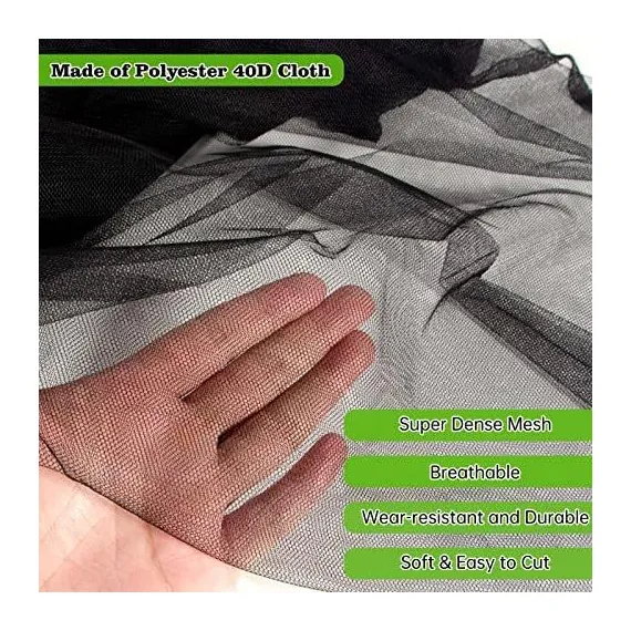 Mosquito Garden Mesh Netting 20 x 10 Ft / 3 x 6 m, Black, Fly & Bird Barrier