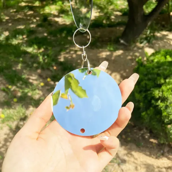 8 PCS Reflector Mirror Bird Scare Device, Round Hanging