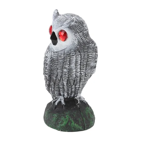 Plastic Owl Bird Deterrent Garden Decoy with Red Eyes