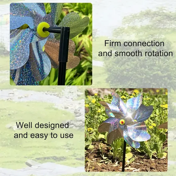 10-Piece Bird-Repelling Reflective Windmill Set for Outdoor Areas