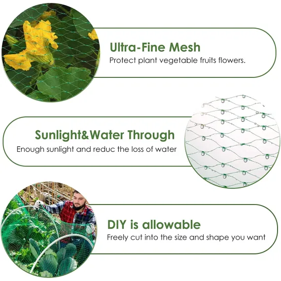 Bird Netting Garden Pest Barrier 13 x 19.8ft Green