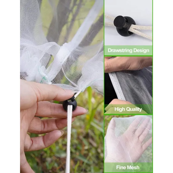 4-Pack Bird Netting Pest Barrier with Drawstring, 4.9ft x 3.3ft / 3.3ft x 2.7ft