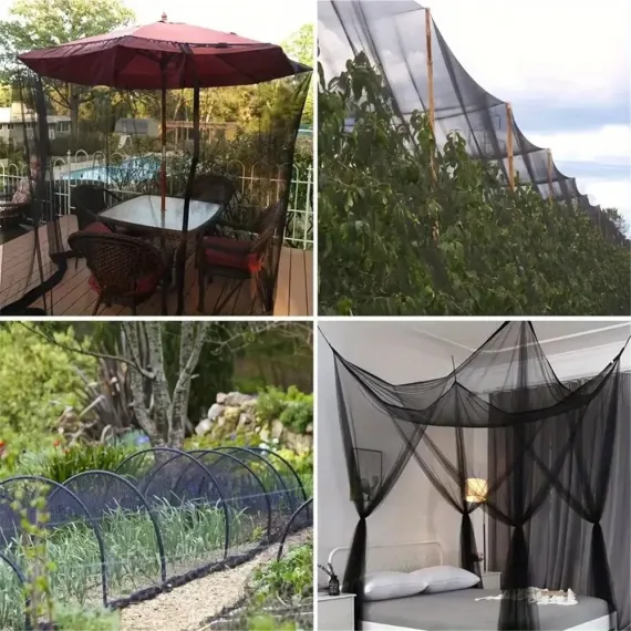Mosquito Garden Mesh Netting 2.4 x 6 m, Black, for Fly, Bird & Plant Protection
