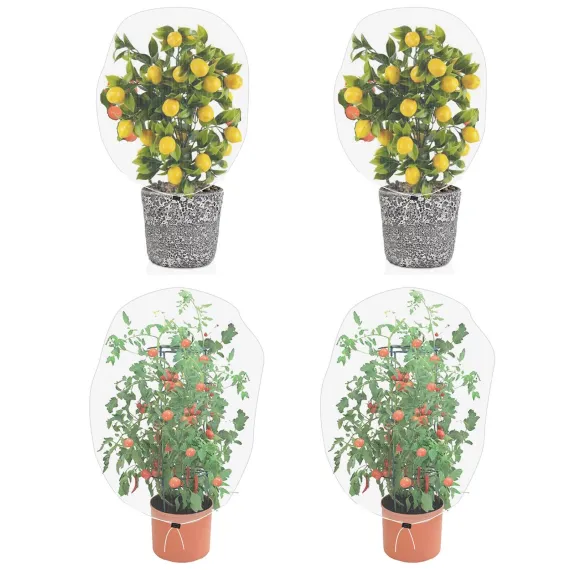 4-Pack Garden Mesh Netting Plant Covers, 1 x 1m, Insect & Bird Barrier, Drawstring
