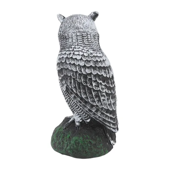 Plastic Owl Bird Deterrent Garden Decoy with Red Eyes