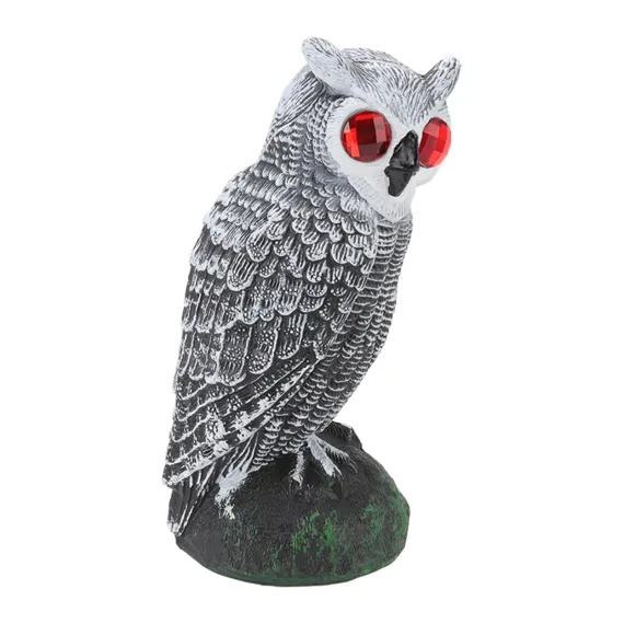 Plastic Owl Bird Deterrent Garden Decoy with Red Eyes