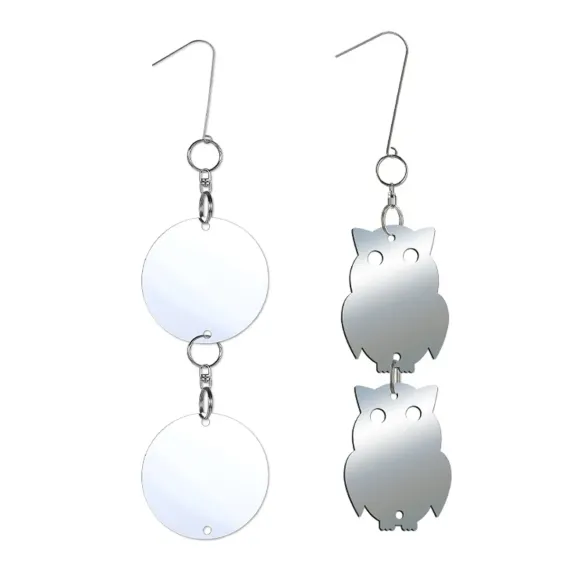 8 PCS Reflector Mirror Bird Scare Device, Owl Hanging