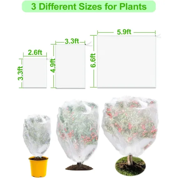 4-Pack Bird Netting Pest Barrier with Drawstring, 4.9ft x 3.3ft / 3.3ft x 2.7ft