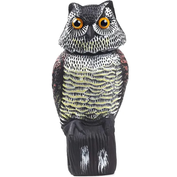Owl Bird Decoy with Rotating Head, Realistic Eyes and Waterproof Design