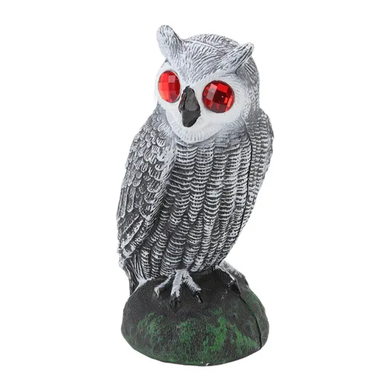 Plastic Owl Bird Deterrent Garden Decoy with Red Eyes