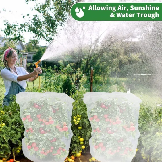 Garden Mesh Netting Plant Cover with Drawstring, 19.7 x 29.5in, 63 x 90.6in, 2 Pack