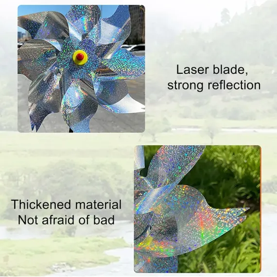 10-Piece Bird-Repelling Reflective Windmill Set for Outdoor Areas