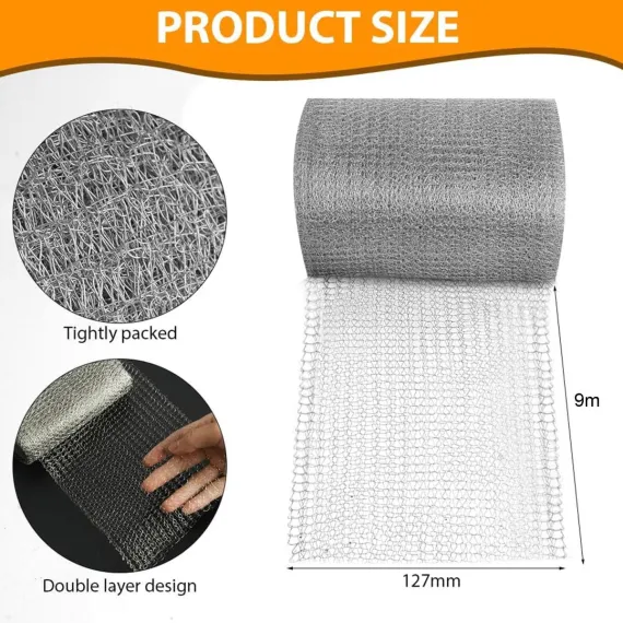Stainless Steel Fine Mesh 9m x 12.7cm Silver Garden Pest Netting