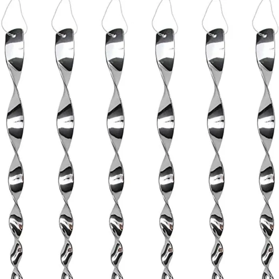 16 Pack Silver Spiral Reflective Bird Repellent Scare Rods, 29.5cm