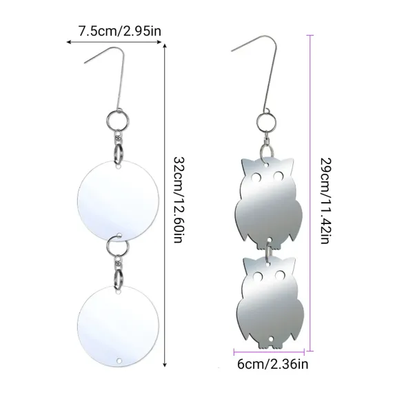 8 PCS Reflector Mirror Bird Scare Device, Owl Hanging