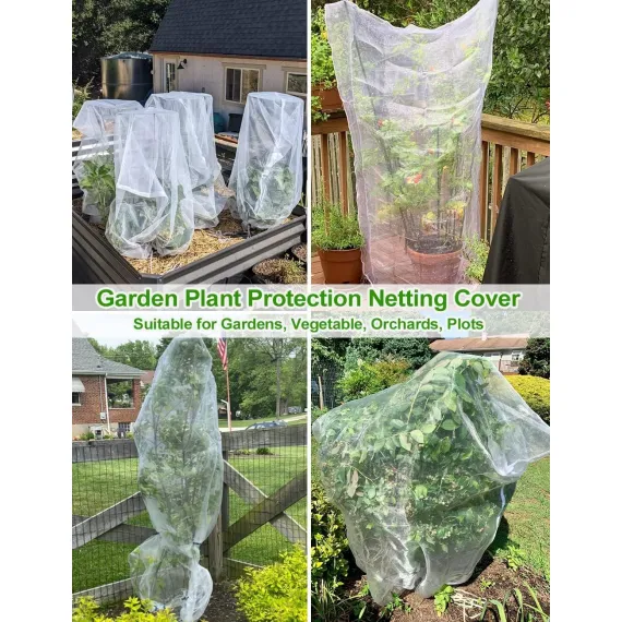 4-Pack Bird Netting Pest Barrier with Drawstring, 4.9ft x 3.3ft / 3.3ft x 2.7ft