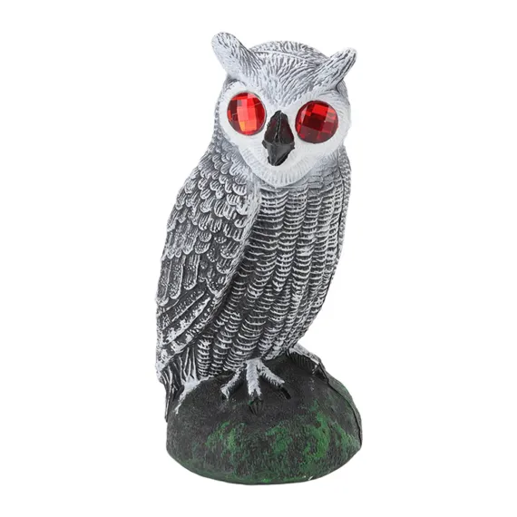 Plastic Owl Bird Deterrent Garden Decoy with Red Eyes