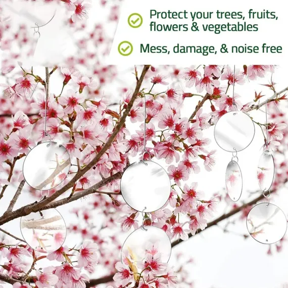 8 PCS Reflector Mirror Bird Scare Device, Round Hanging