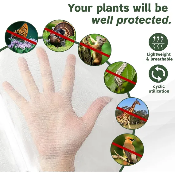 10 Pack 10 x 10ft Fruit Tree Netting Bags with Zipper and Drawstring