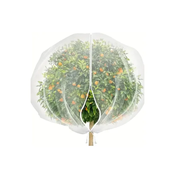 Bird Netting Garden Plant Cover, 60 Mesh PE, Zipper and Drawstring, 1.0 x 0.7m