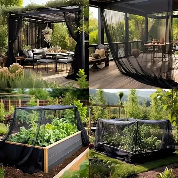 Mosquito Garden Mesh Netting 2.4 x 6 m, Black, for Fly, Bird & Plant Protection