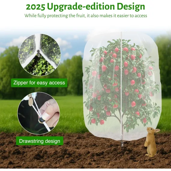 3-Pack Fruit Tree Netting 2.62 x 3.28 ft with Zipper and Drawstring