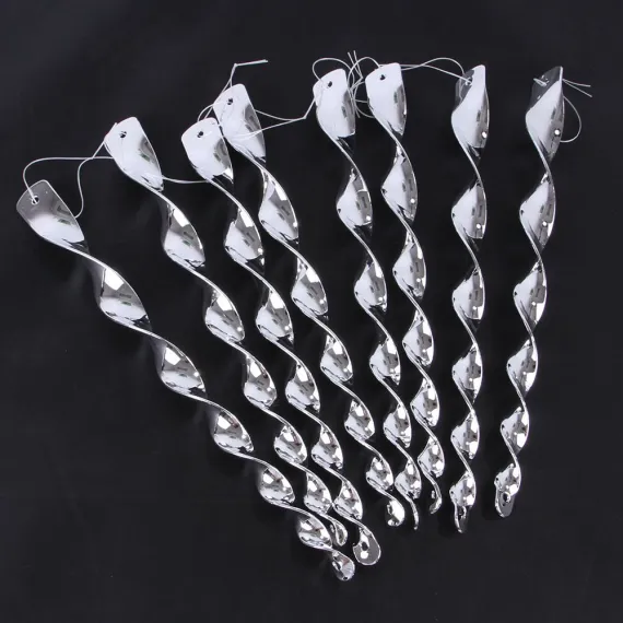 16 Pack Silver Spiral Reflective Bird Repellent Scare Rods, 29.5cm