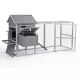 i.Pet Extra Large Wooden Chicken Coop Rabbit Hutch Outdoor Run Grey White 228cm